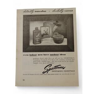 1946 Sportsman Grooming‎ Print Ad Aftershave Cologne Masculine Ephemera